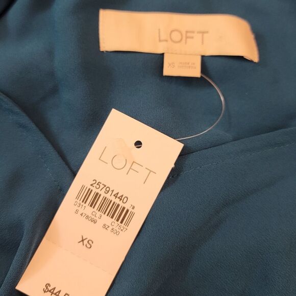 Loft Teal Flutter Sleeve Top Size XS - Picture 3 of 8